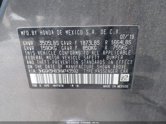 2019 HONDA FIT EX 9