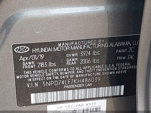 2019 HYUNDAI ELANTRA SE 9