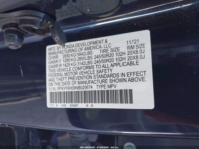 2022 HONDA PILOT AWD ELITE 9