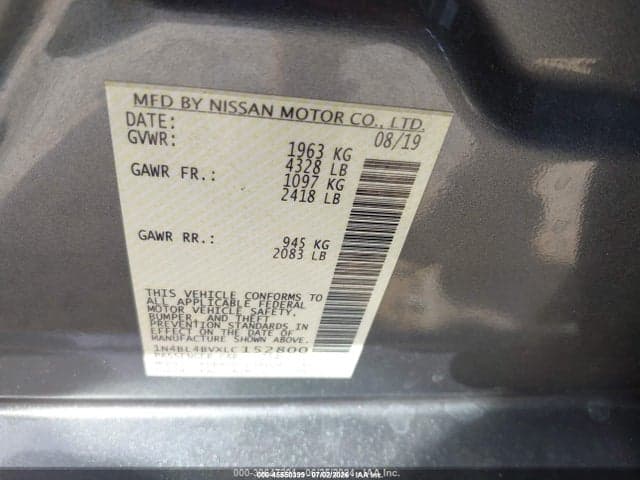 2020 NISSAN ALTIMA S FWD 9