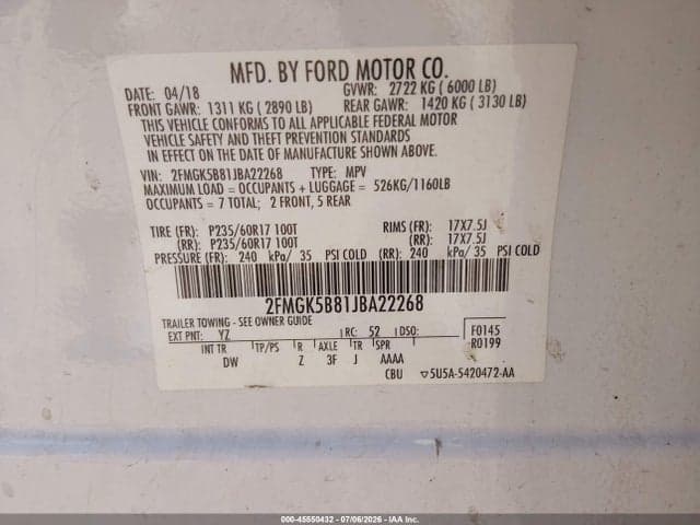 2018 FORD FLEX SE 9