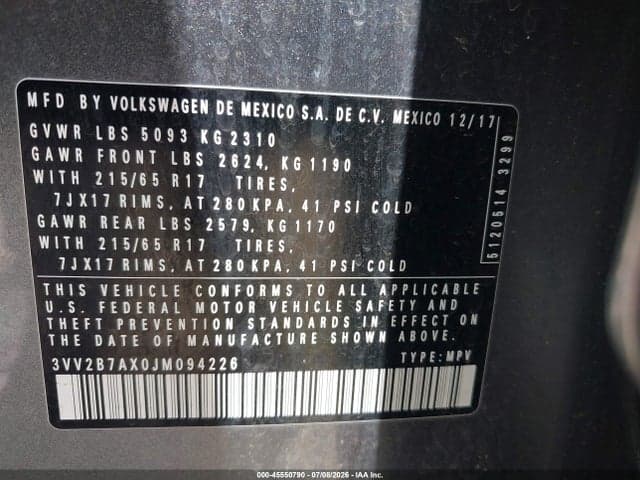 2018 VOLKSWAGEN TIGUAN 2.0T SE/2.0T SEL 9