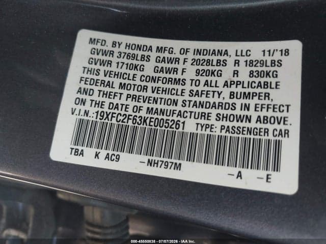 2019 HONDA CIVIC LX 9
