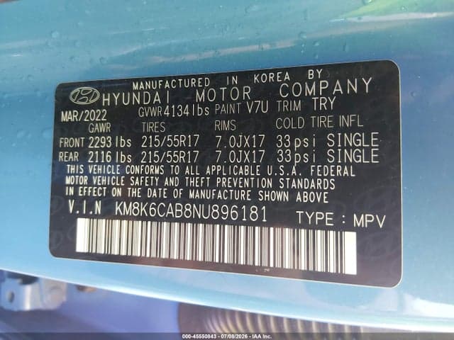2022 HYUNDAI KONA SEL 9
