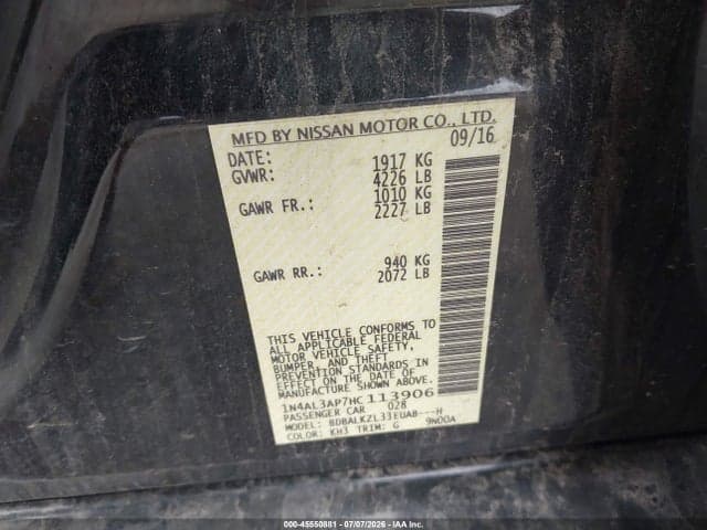 2017 NISSAN ALTIMA 2.5 SV 9