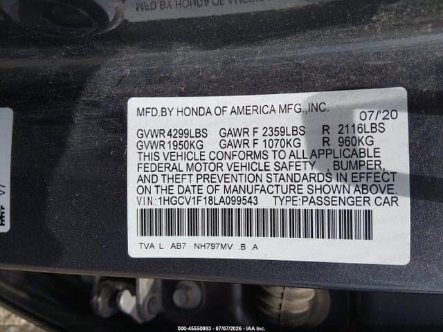 2020 HONDA ACCORD LX 9