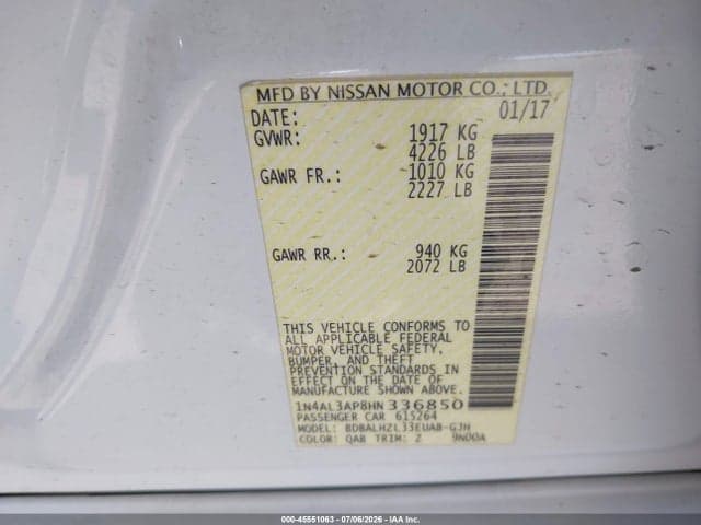 2017 NISSAN ALTIMA 2.5 SR 9
