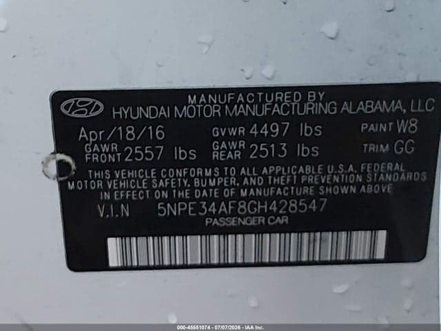 2016 HYUNDAI SONATA LIMITED 9