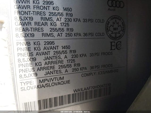2017 AUDI Q7 3.0T PREMIUM 9