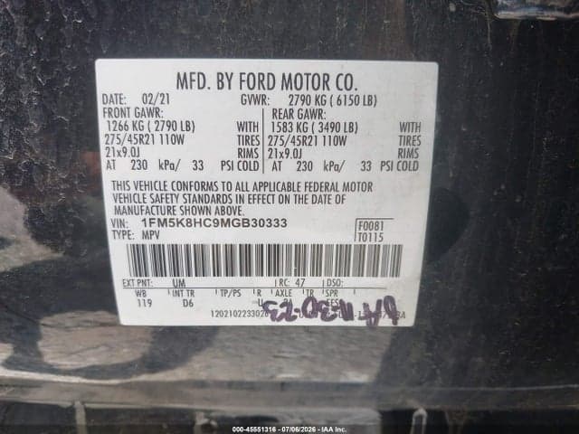 2021 FORD EXPLORER PLATINUM 9