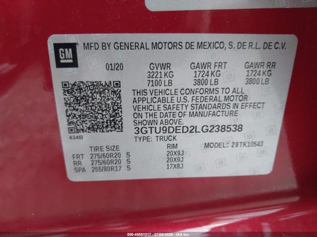 2020 GMC SIERRA 1500 4WD SHORT BOX SLT 9