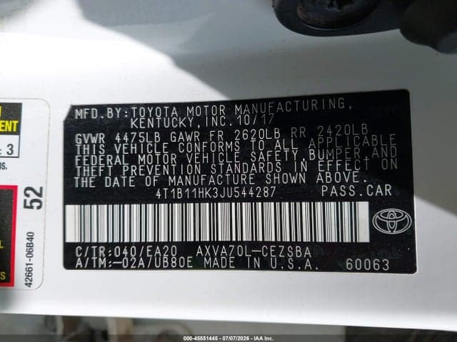 2018 TOYOTA CAMRY SE 9