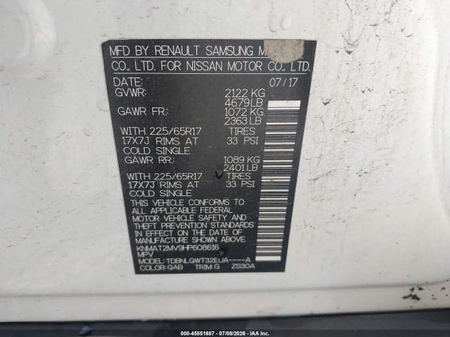 2017 NISSAN ROGUE SV 9