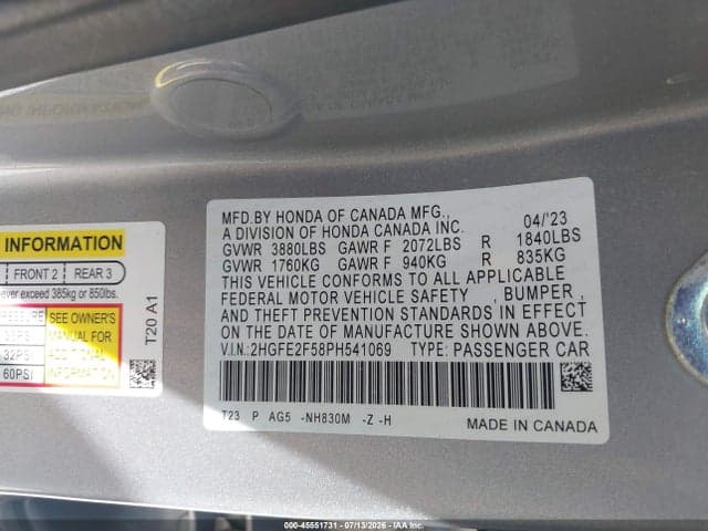 2023 HONDA CIVIC SPORT 9