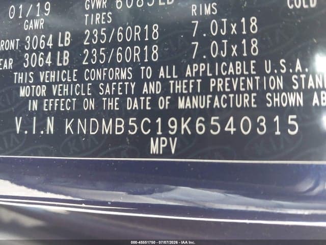 2019 KIA SEDONA EX 9
