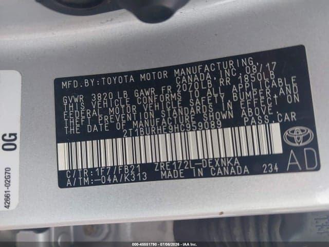 2017 TOYOTA COROLLA LE 9