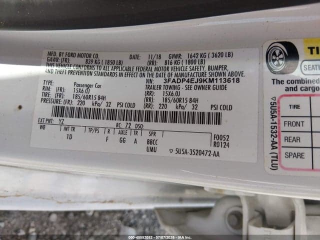 2019 FORD FIESTA SE 9