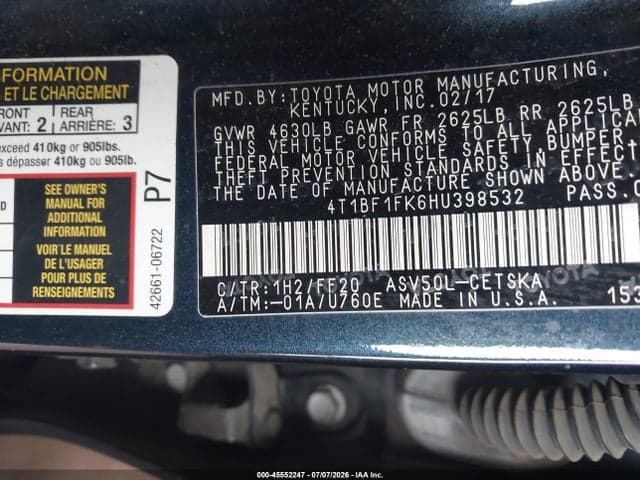 2017 TOYOTA CAMRY SE 9