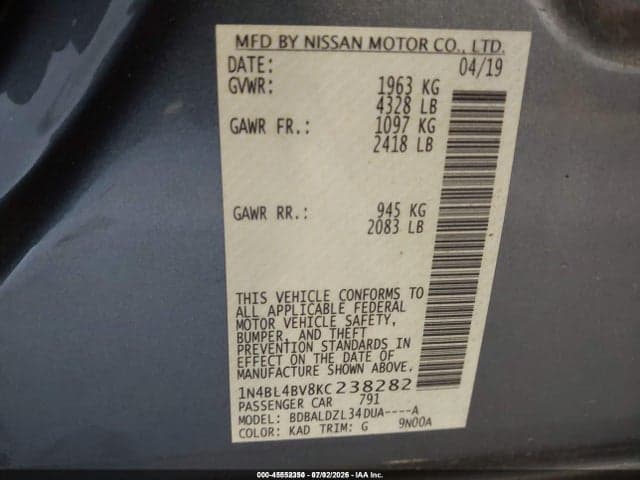 2019 NISSAN ALTIMA 2.5 S 9