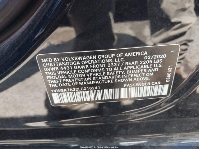2020 VOLKSWAGEN PASSAT 2.0T SE 9