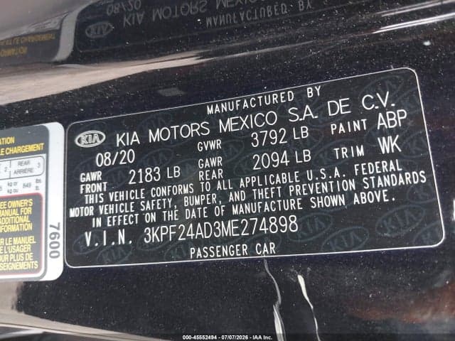 2021 KIA FORTE FE 9