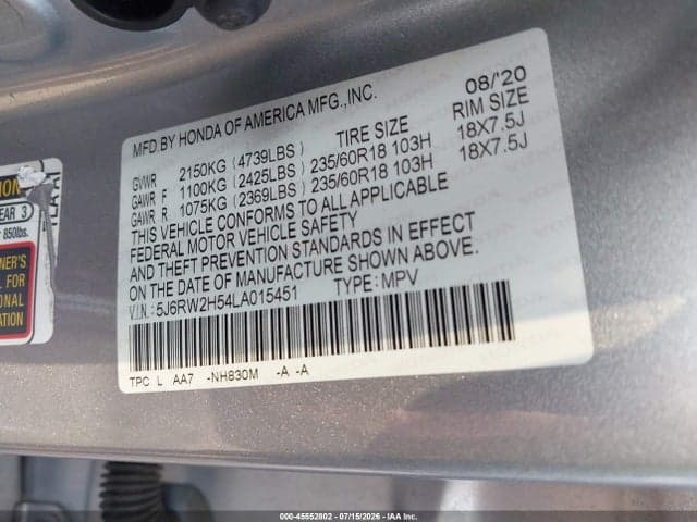 2020 HONDA CR-V AWD EX 9