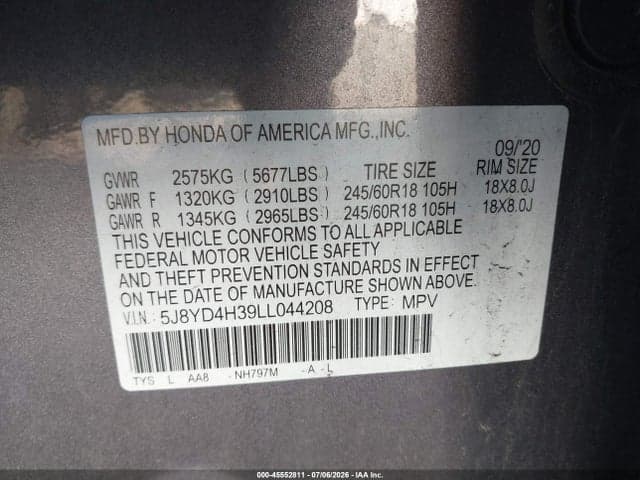 2020 ACURA MDX STANDARD 9