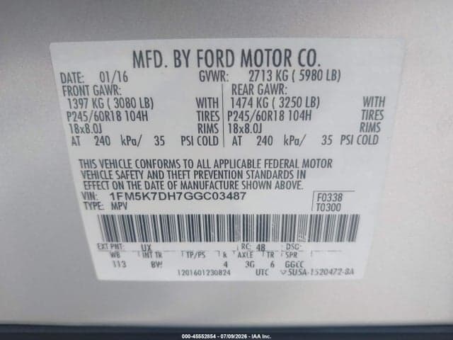 2016 FORD EXPLORER XLT 9
