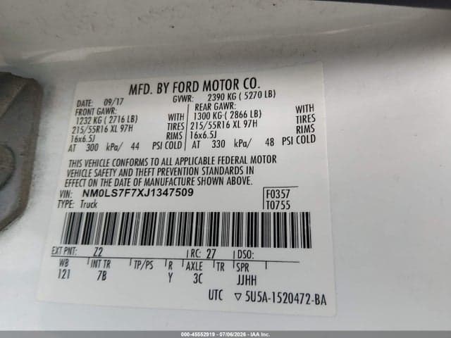 2018 FORD TRANSIT CONNECT XLT 9