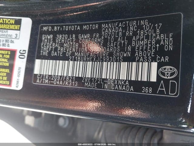 2018 TOYOTA COROLLA LE 9