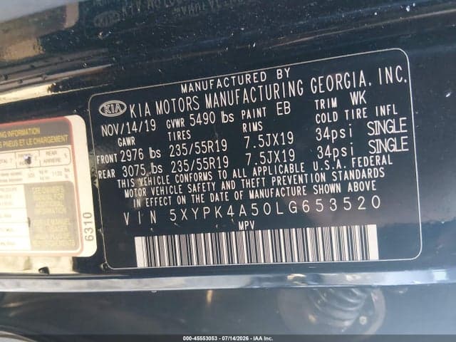 2020 KIA SORENTO 3.3L SX 9