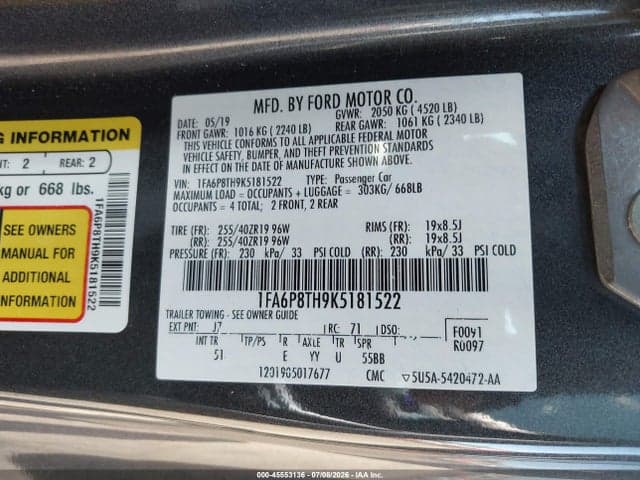 2019 FORD MUSTANG ECOBOOST/ECOBOOST PREMIUM 9