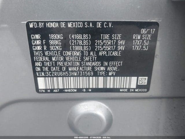 2017 HONDA HR-V EX 9