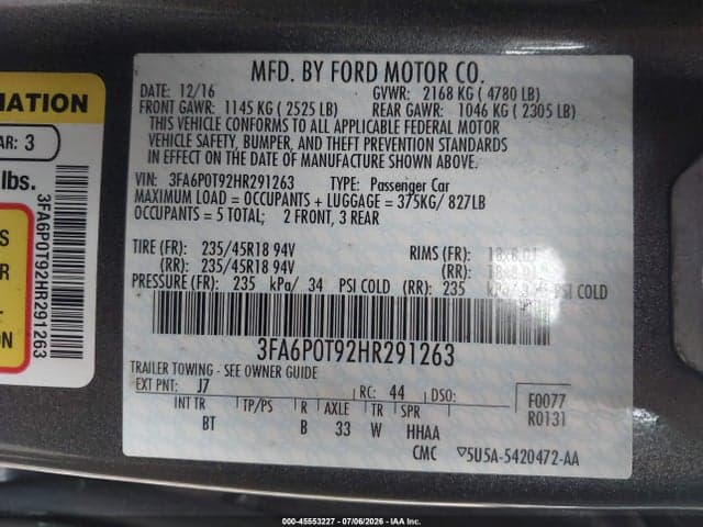 2017 FORD FUSION SE 9