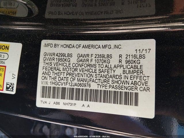2018 HONDA ACCORD LX 9