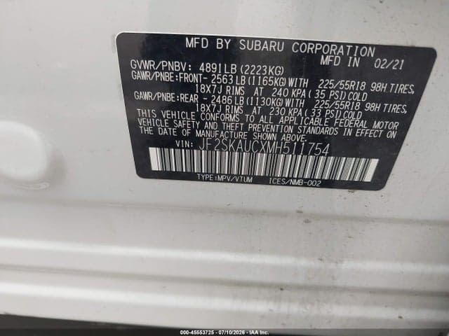 2021 SUBARU FORESTER LIMITED 9