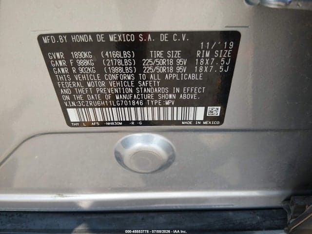 2020 HONDA HR-V AWD SPORT 9