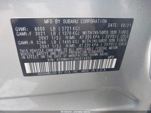 2021 SUBARU ASCENT PREMIUM 9