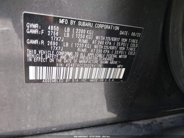 2022 SUBARU OUTBACK PREMIUM 9