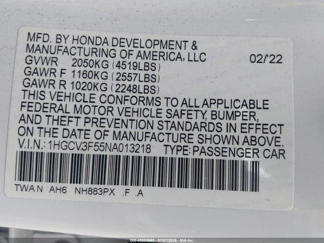 2022 HONDA ACCORD HYBRID EX-L 9