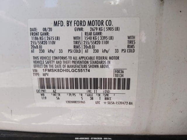 2020 FORD EXPLORER XLT 9