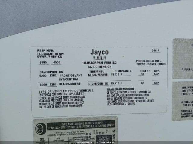 2017 JAYCO OCTANE SUPER LITE TO 9