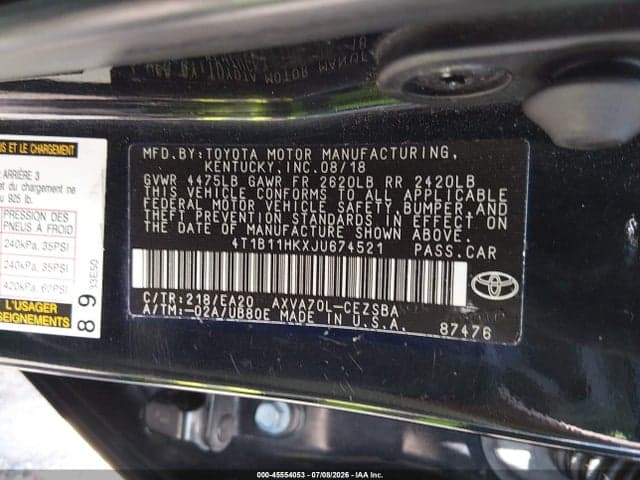 2018 TOYOTA CAMRY SE 9