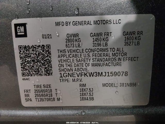 2021 CHEVROLET TRAVERSE AWD LS 9