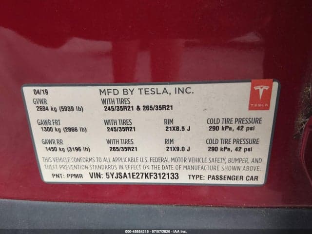 2019 TESLA MODEL S 9