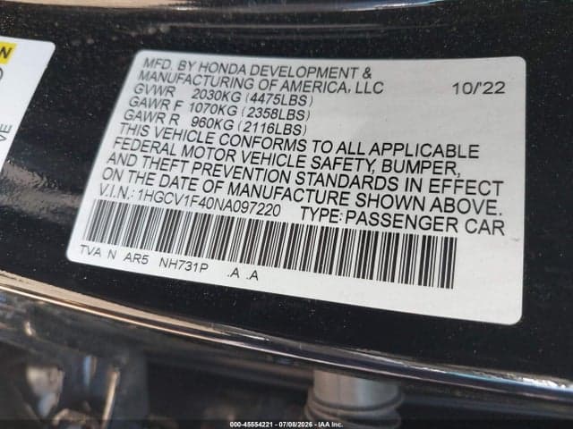 2022 HONDA ACCORD SPORT SPECIAL EDITION 9