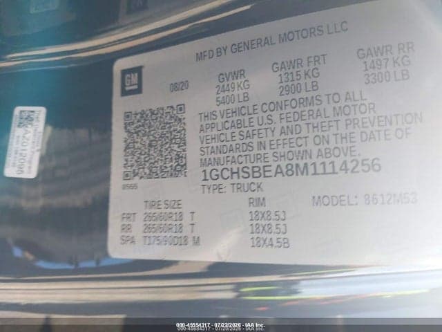 2021 CHEVROLET COLORADO 2WD LONG BOX WT 9
