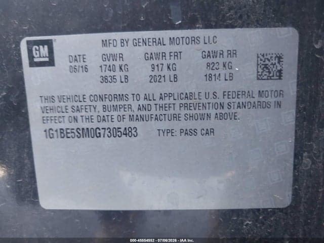2016 CHEVROLET CRUZE LT AUTO 9