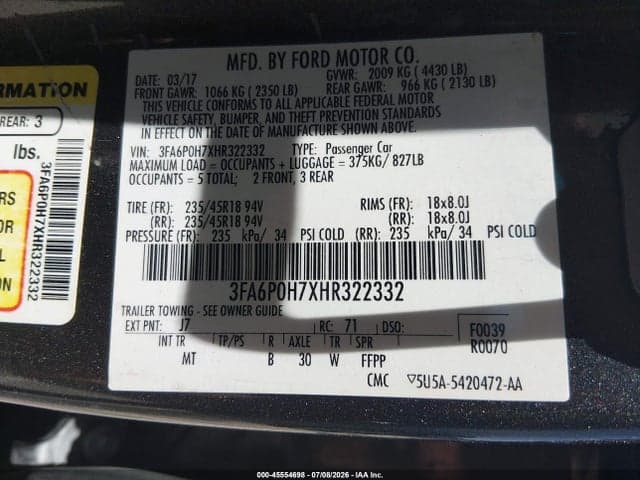 2017 FORD FUSION SE 9