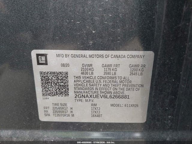 2020 CHEVROLET EQUINOX AWD LT 1.5L TURBO 9